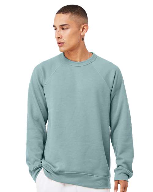 BELLA + CANVAS Unisex Sponge Fleece Raglan Crewneck Sweatshirt - 3901 Heather Blue Lagoon