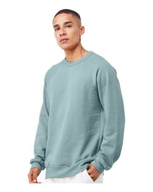 BELLA + CANVAS Unisex Sponge Fleece Raglan Crewneck Sweatshirt - 3901 Heather Blue Lagoon