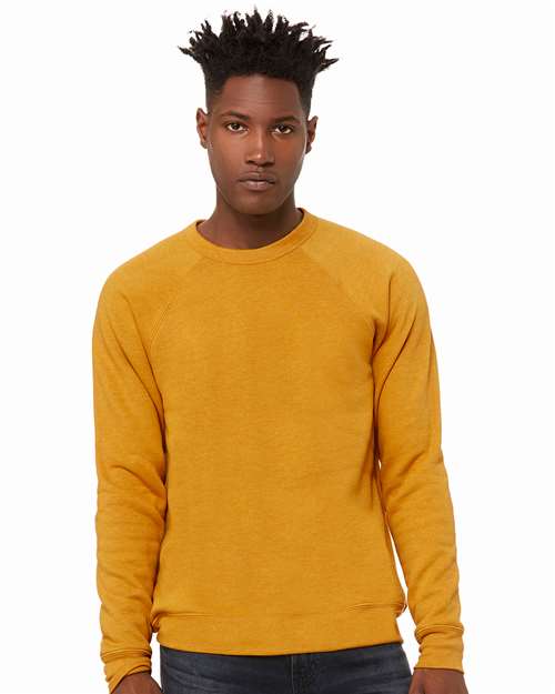 BELLA + CANVAS Unisex Sponge Fleece Raglan Crewneck Sweatshirt - 3901 Heather Mustard