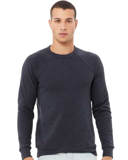 BELLA + CANVAS Unisex Sponge Fleece Raglan Crewneck Sweatshirt - 3901 Heather Navy