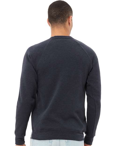 BELLA + CANVAS Unisex Sponge Fleece Raglan Crewneck Sweatshirt - 3901 Heather Navy