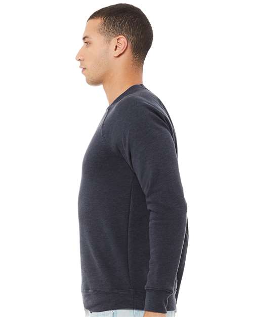 BELLA + CANVAS Unisex Sponge Fleece Raglan Crewneck Sweatshirt - 3901 Heather Navy