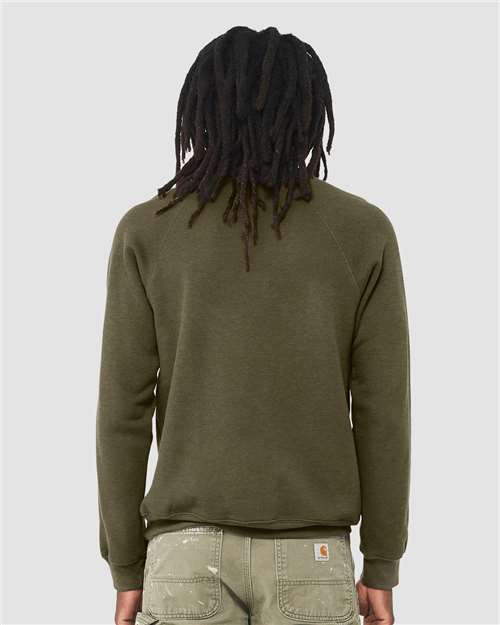 BELLA + CANVAS Unisex Sponge Fleece Raglan Crewneck Sweatshirt - 3901 Heather Olive