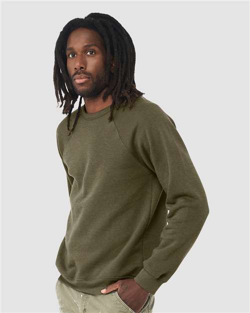 BELLA + CANVAS Unisex Sponge Fleece Raglan Crewneck Sweatshirt - 3901 Heather Olive