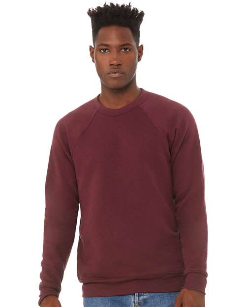 BELLA + CANVAS Unisex Sponge Fleece Raglan Crewneck Sweatshirt - 3901 Maroon