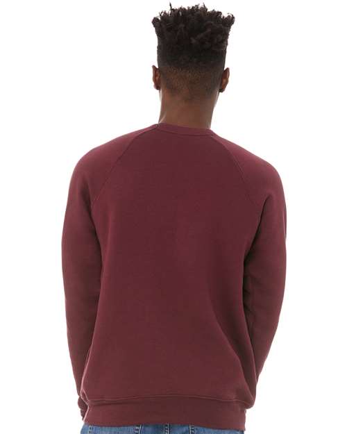 BELLA + CANVAS Unisex Sponge Fleece Raglan Crewneck Sweatshirt - 3901 Maroon