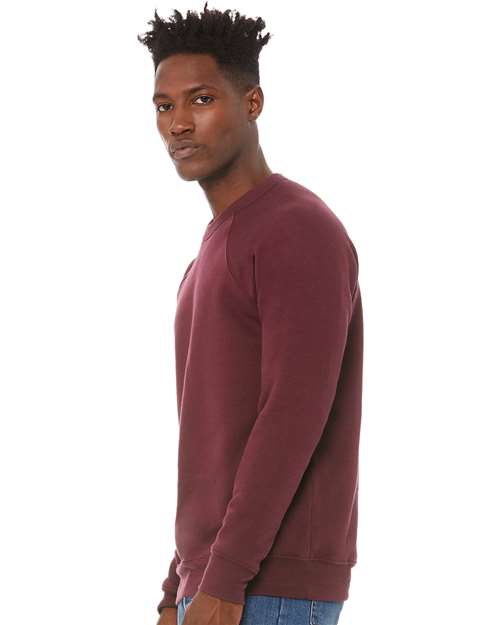 BELLA + CANVAS Unisex Sponge Fleece Raglan Crewneck Sweatshirt - 3901 Maroon