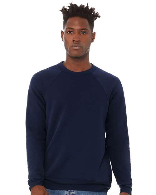 BELLA + CANVAS Unisex Sponge Fleece Raglan Crewneck Sweatshirt - 3901 Navy