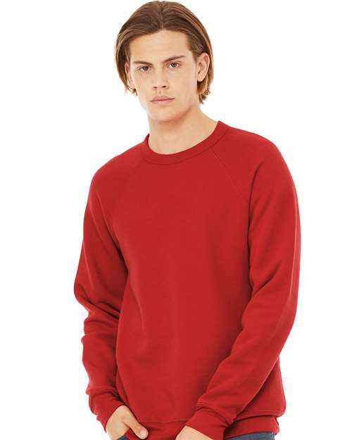 BELLA + CANVAS Unisex Sponge Fleece Raglan Crewneck Sweatshirt - 3901 Red
