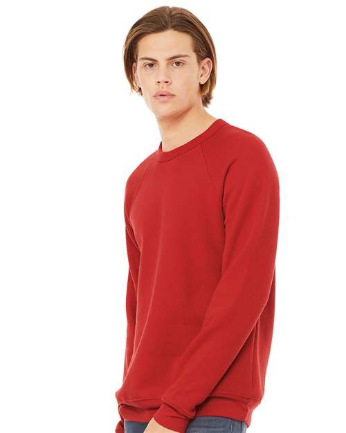 BELLA + CANVAS Unisex Sponge Fleece Raglan Crewneck Sweatshirt - 3901 Red