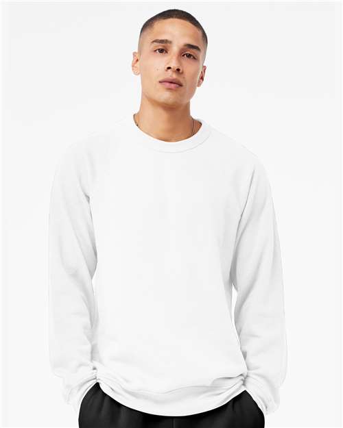 BELLA + CANVAS Unisex Sponge Fleece Raglan Crewneck Sweatshirt - 3901 White
