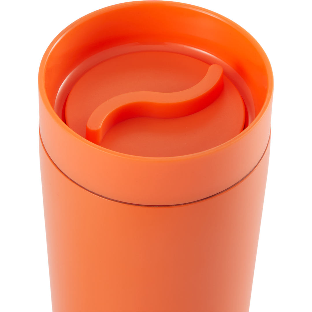 Maddie Recycled SS Vacuum Tumbler w/ 360 Lid 16oz - SM-6564 Orange
