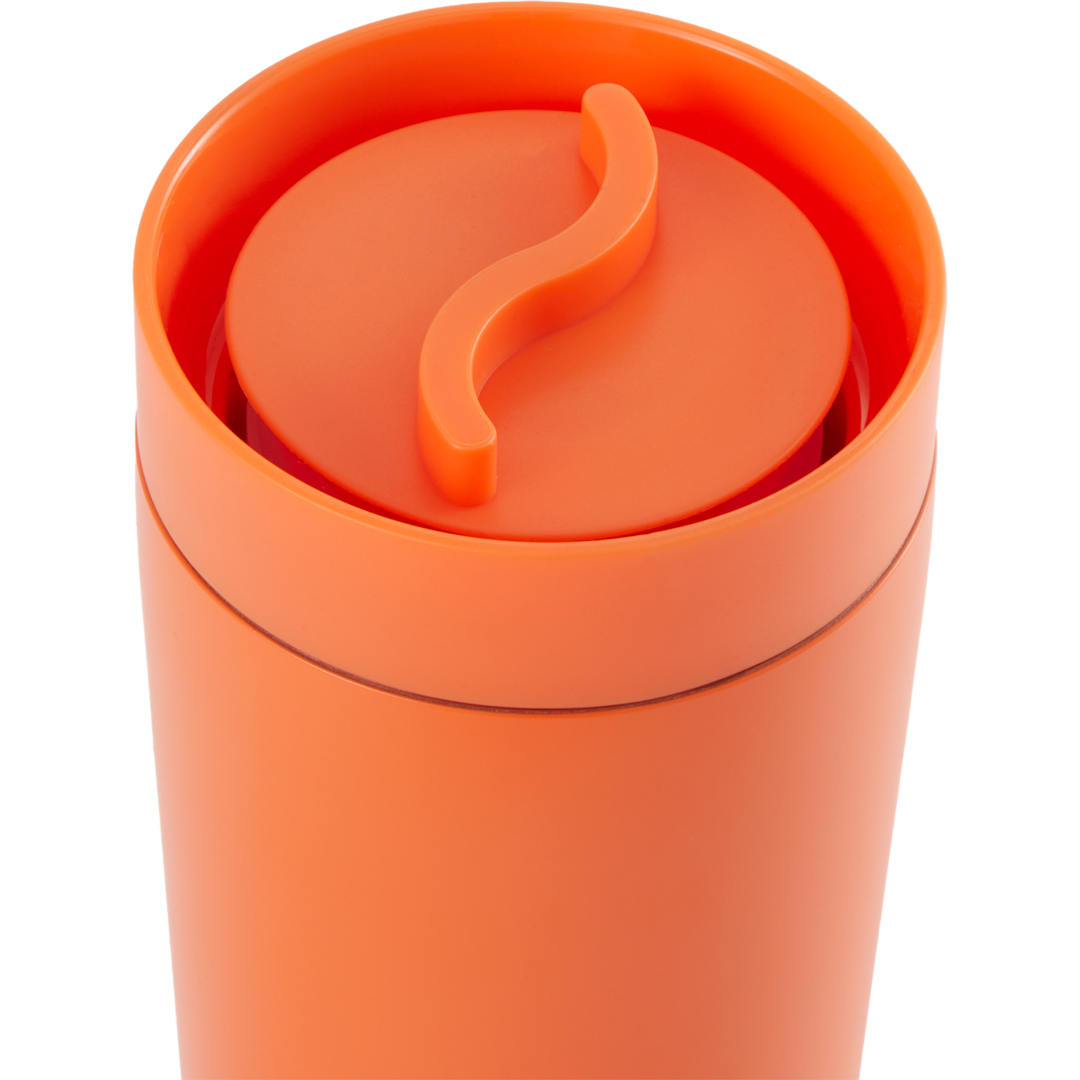 Maddie Recycled SS Vacuum Tumbler w/ 360 Lid 16oz - SM-6564 Orange