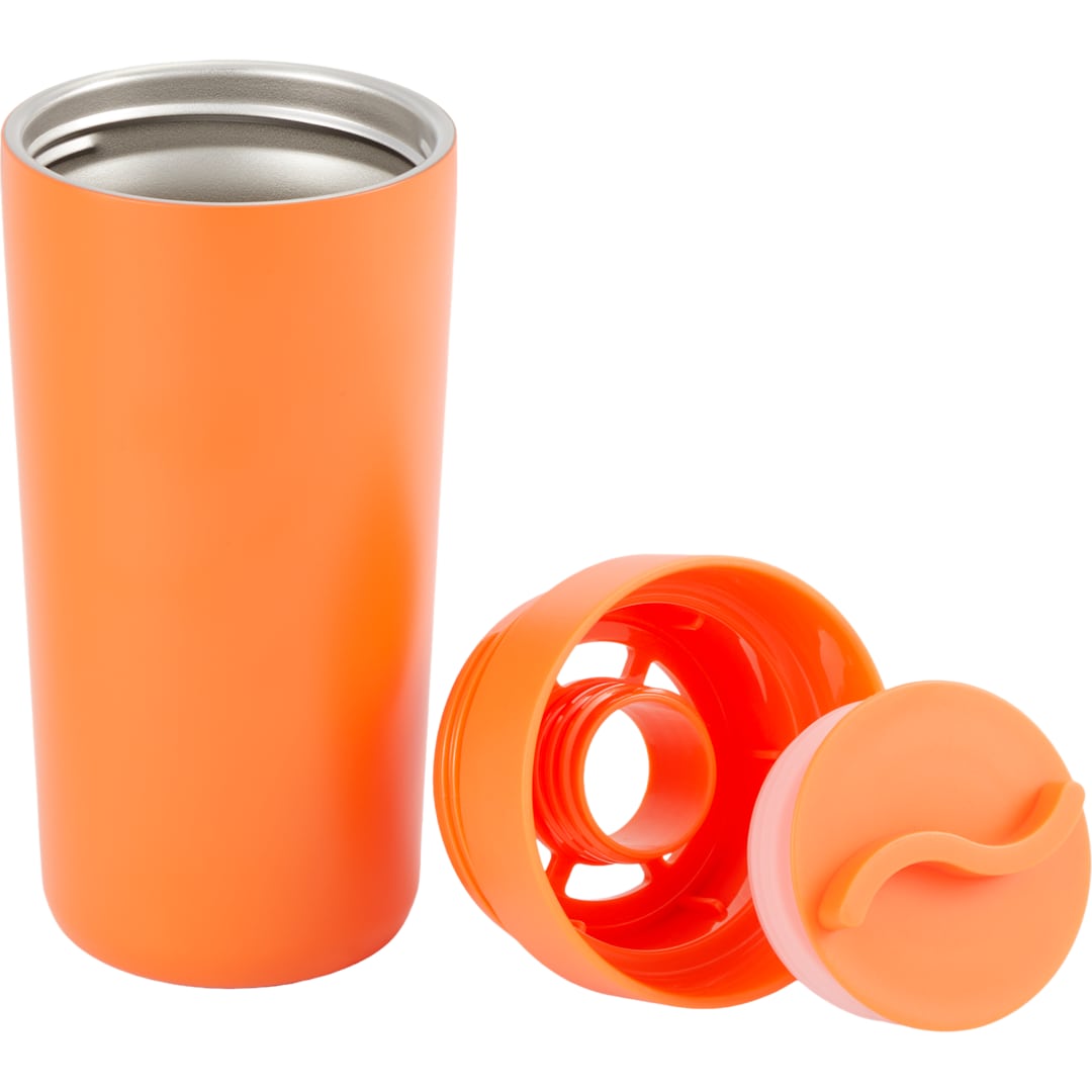 Maddie Recycled SS Vacuum Tumbler w/ 360 Lid 16oz - SM-6564 Orange