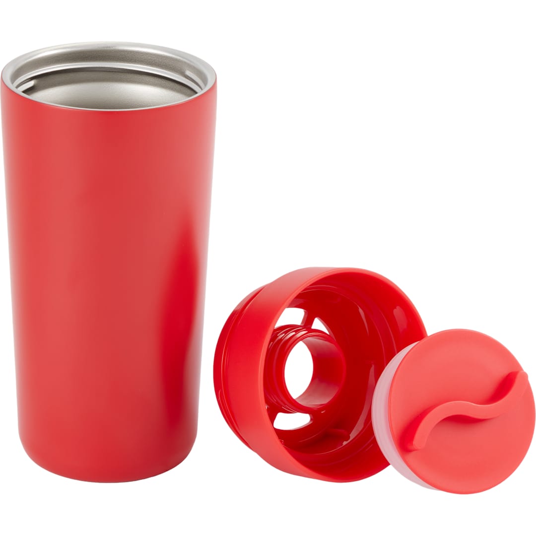 Maddie Recycled SS Vacuum Tumbler w/ 360 Lid 16oz - SM-6564 Red