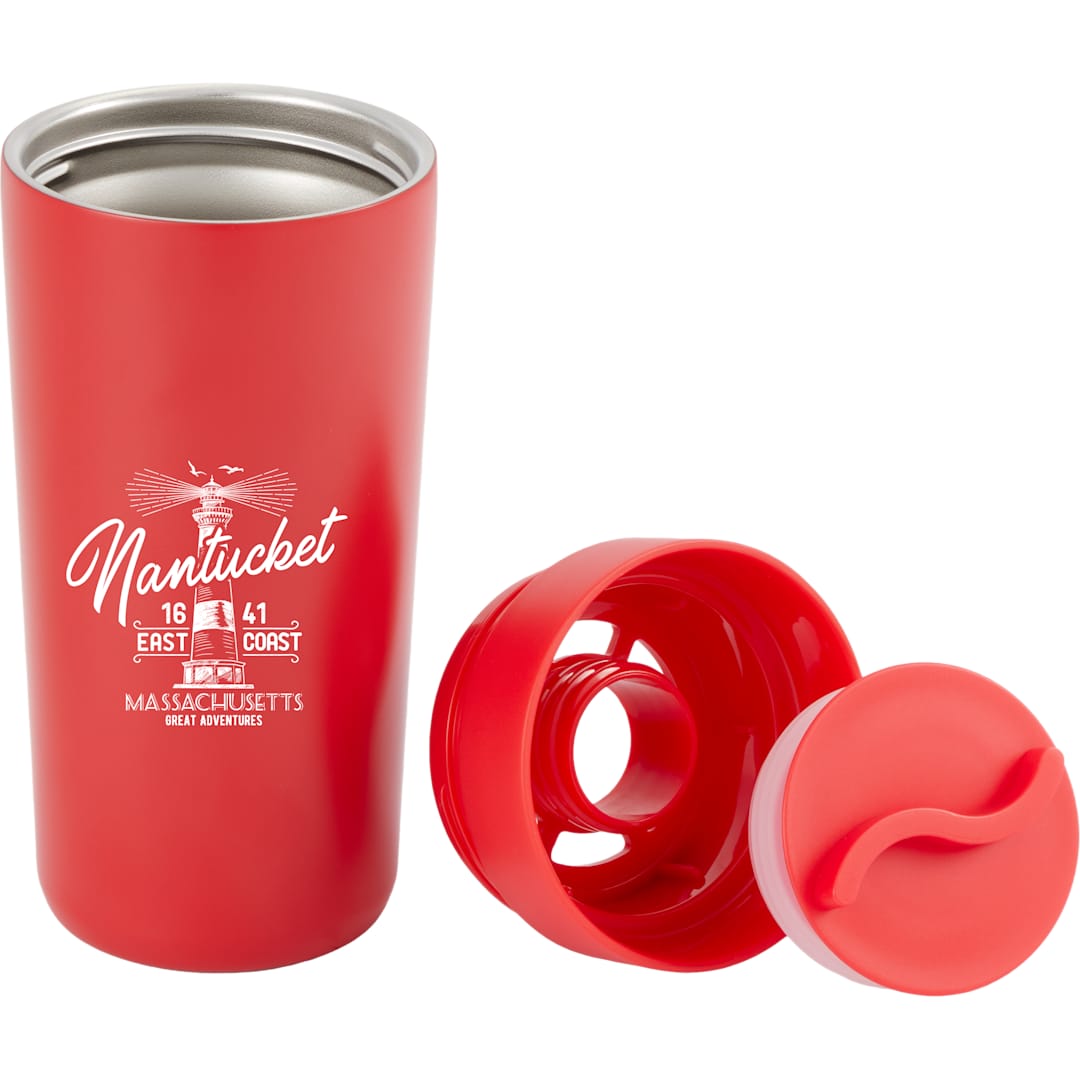 Maddie Recycled SS Vacuum Tumbler w/ 360 Lid 16oz - SM-6564 Red