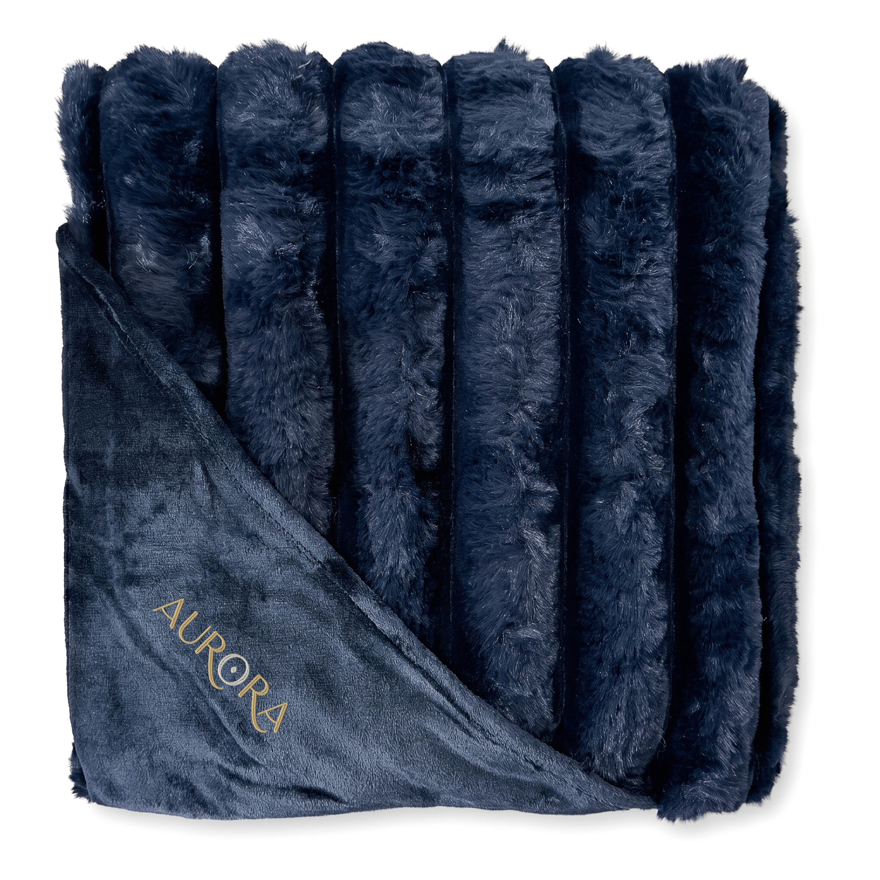 Spectorandco Aurora faux fur polyester blanket - LF127 NAVY BLUE