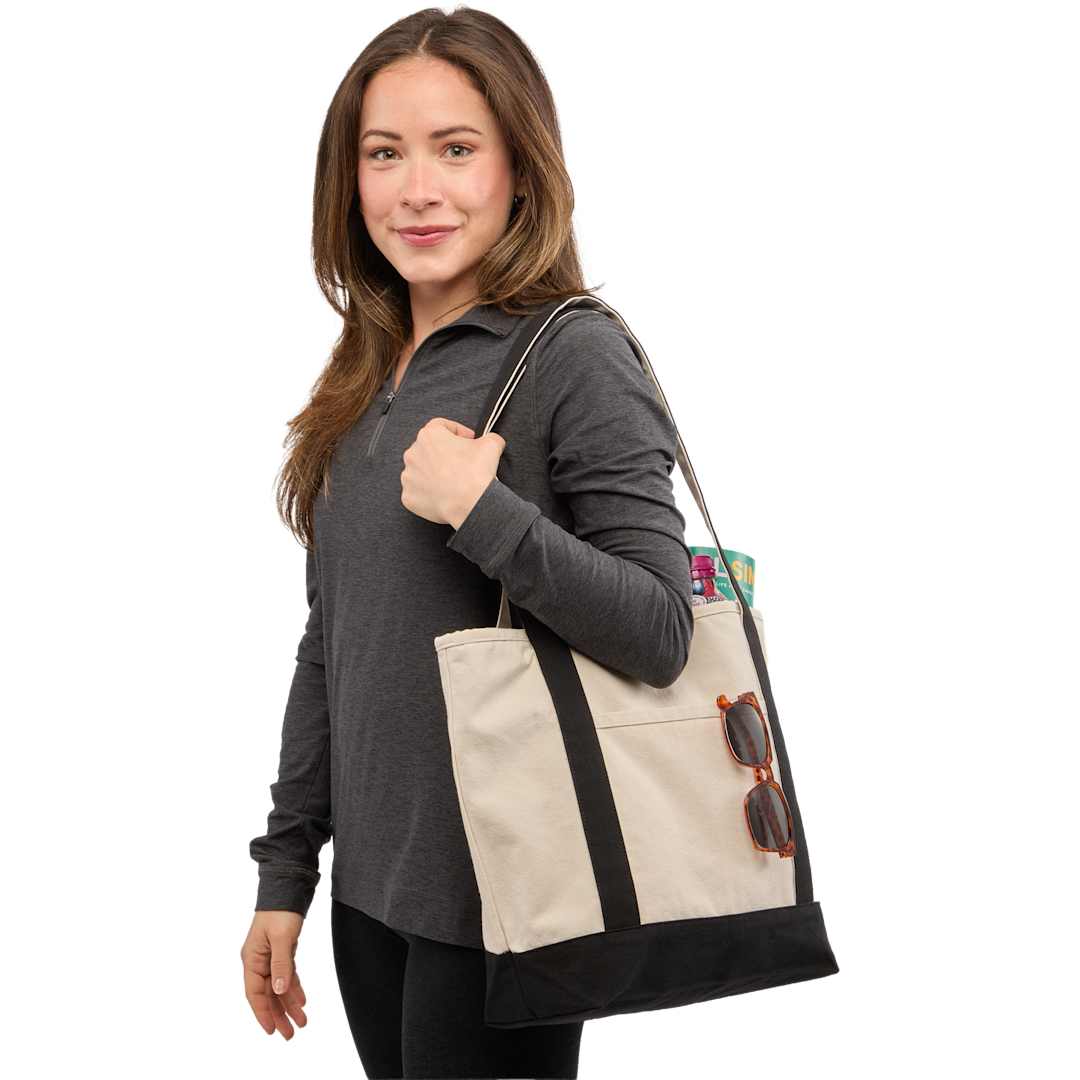 Recycled 12oz Zip Top Canvas Tote - 7901-86 Black