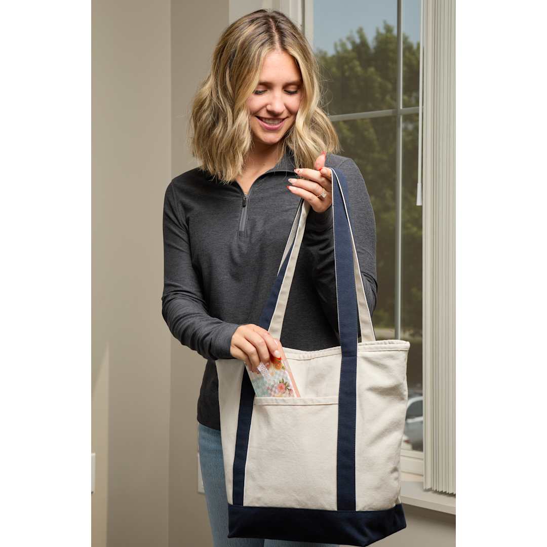Recycled 12oz Zip Top Canvas Tote - 7901-86 Blue