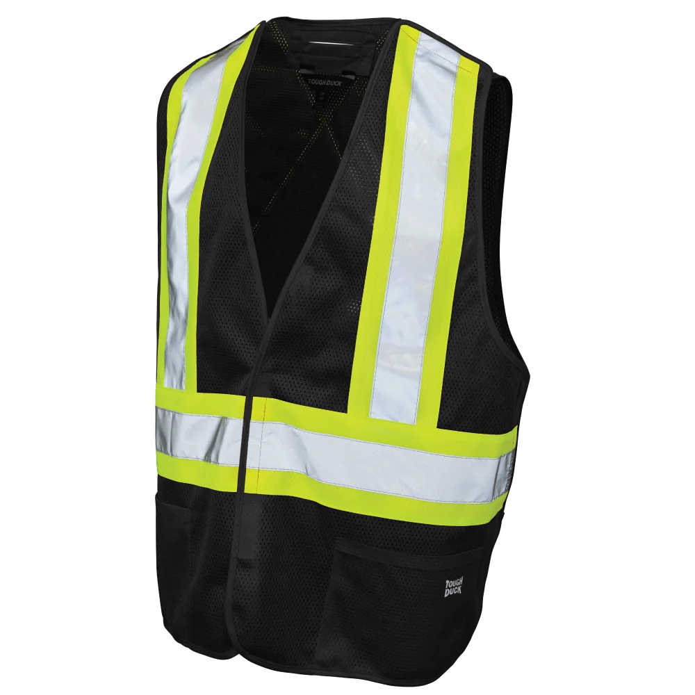 S9i0 - Gilet De Sécurité Détachable À 5 Points En Tissu Maille Black