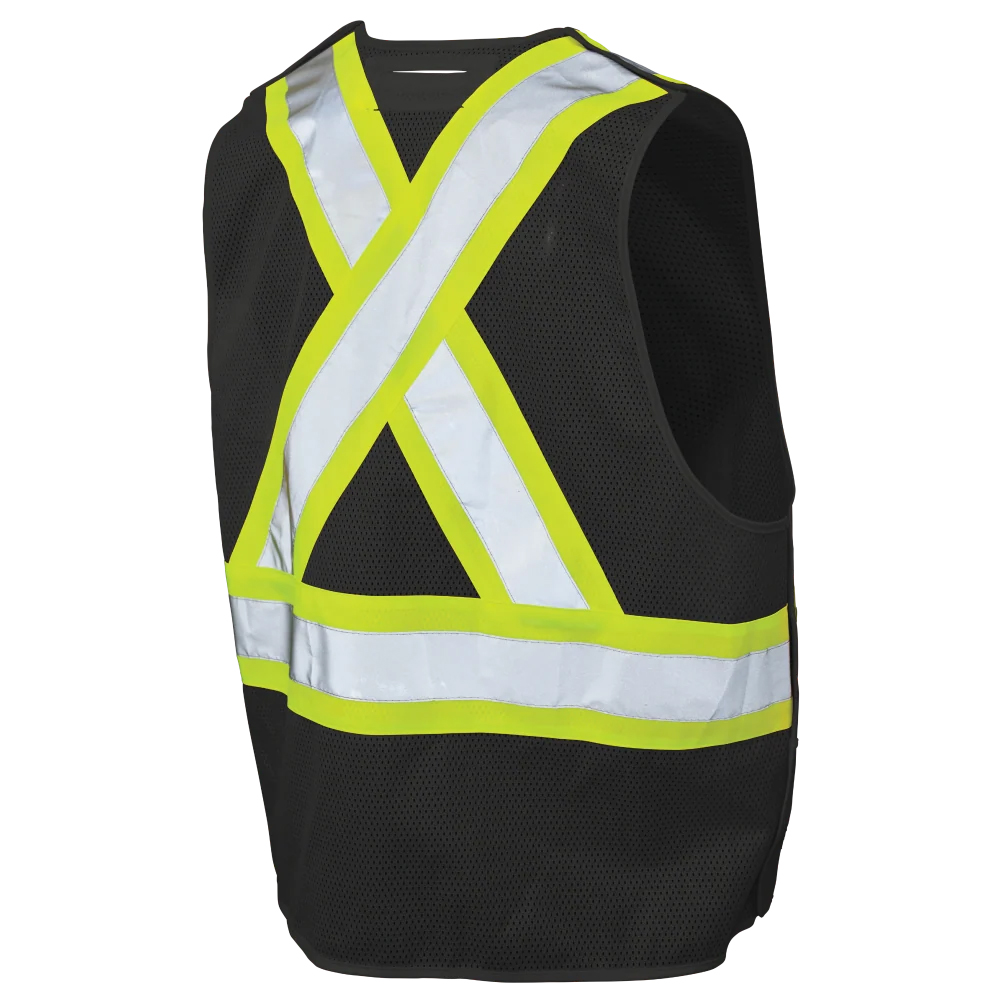 S9i0 - Gilet De Sécurité Détachable À 5 Points En Tissu Maille Black