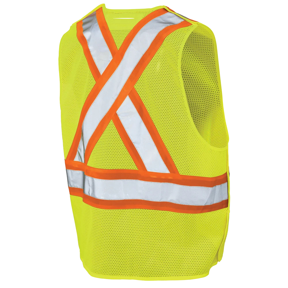S9i0 - Gilet De Sécurité Détachable À 5 Points En Tissu Maille Fluorescent Green