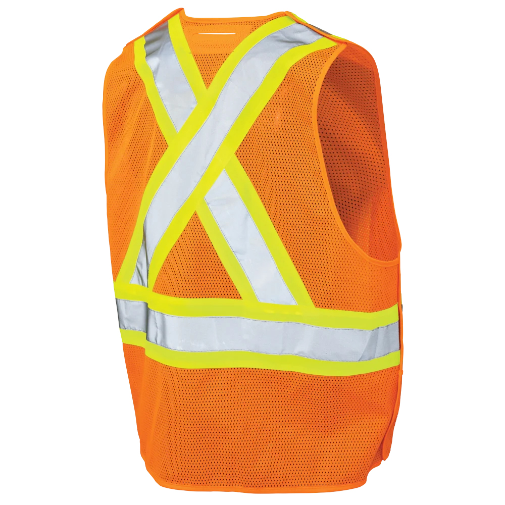 S9i0 - Gilet De Sécurité Détachable À 5 Points En Tissu Maille Fluorescent Orange