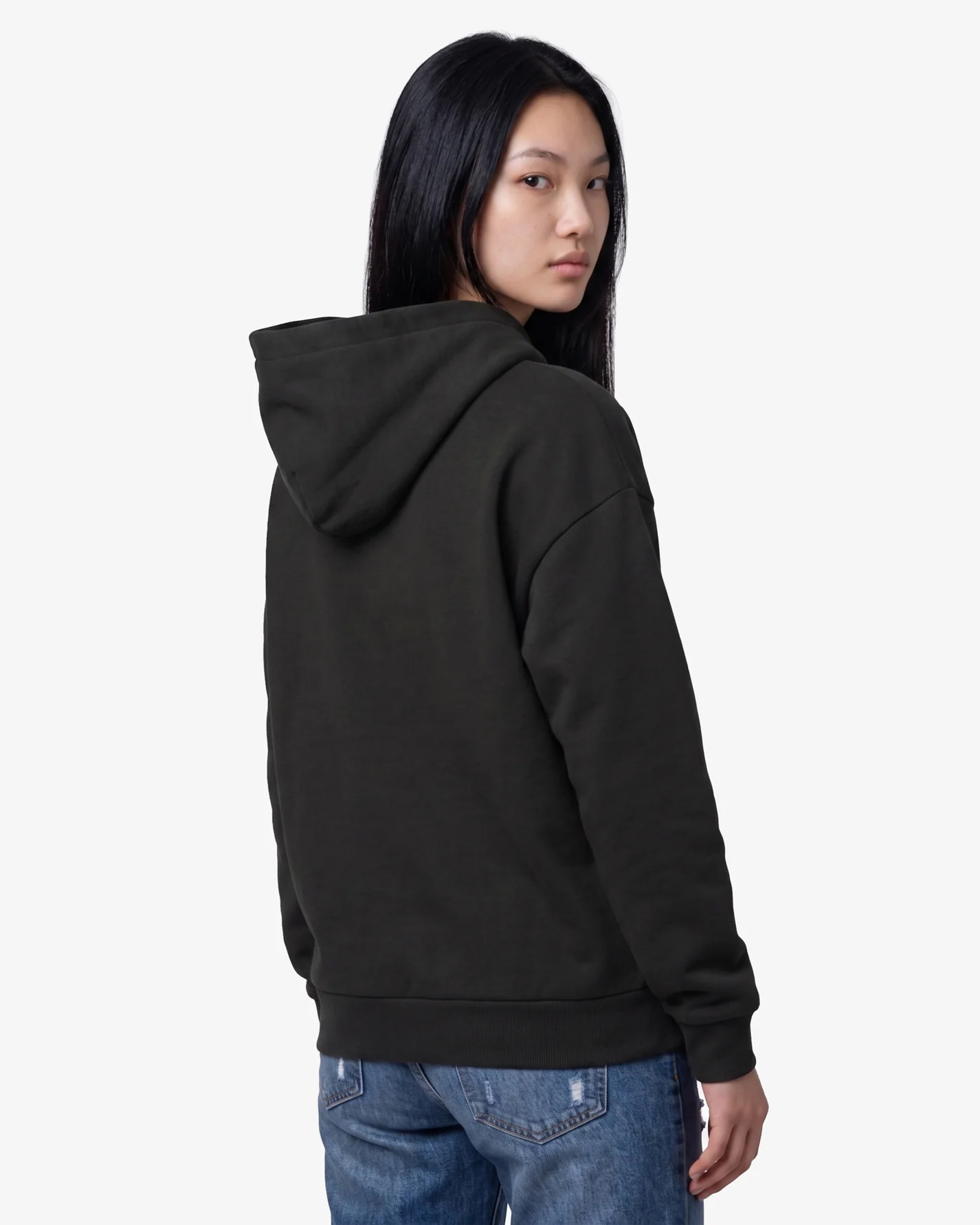JST17 - Sweat à capuche oversize en coton bio Black