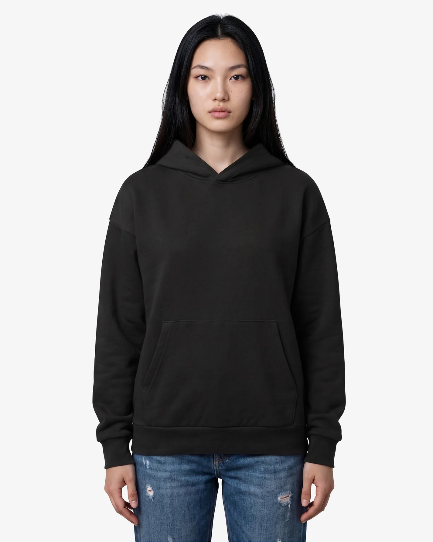 JST17 - Sweat à capuche oversize en coton bio Black