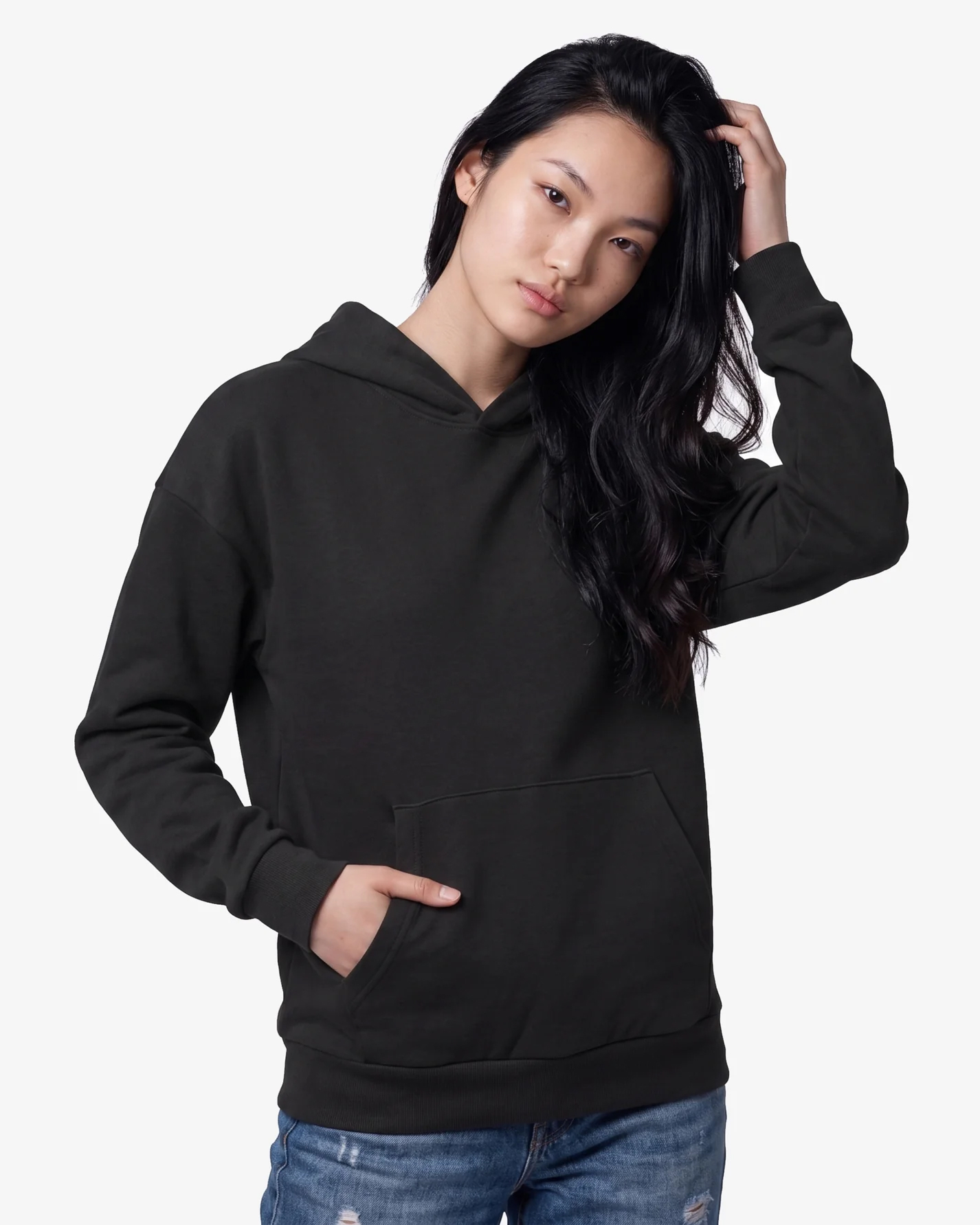 JST17 - Sweat à capuche oversize en coton bio Black