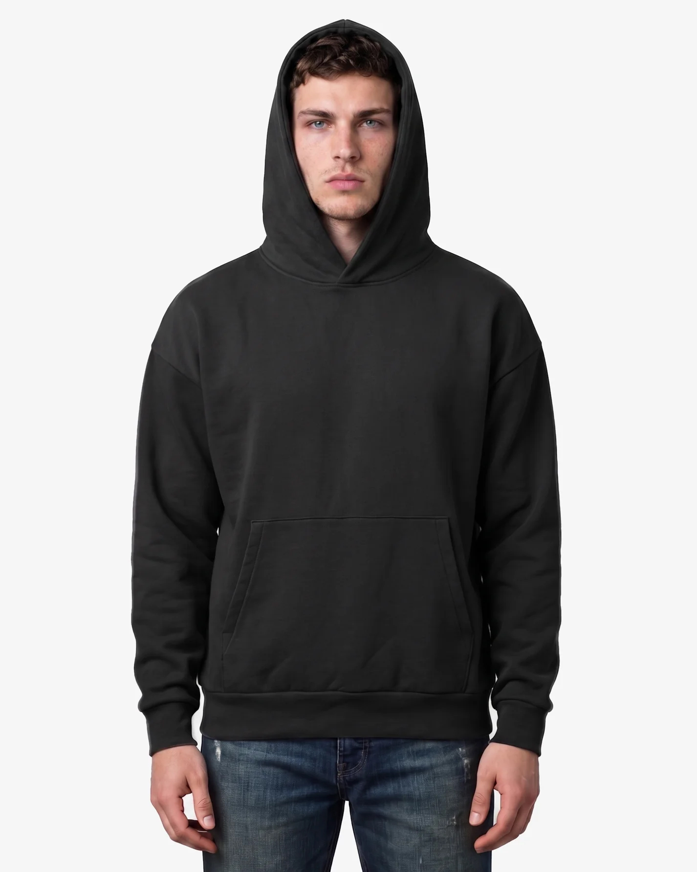 JST17 - Sweat à capuche oversize en coton bio Black