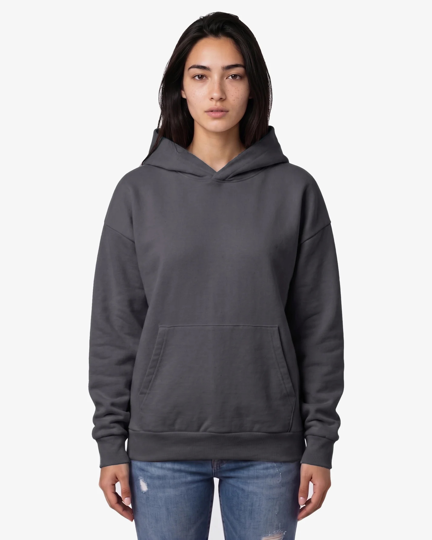 JST17 - Sweat à capuche oversize en coton bio Oil Grey
