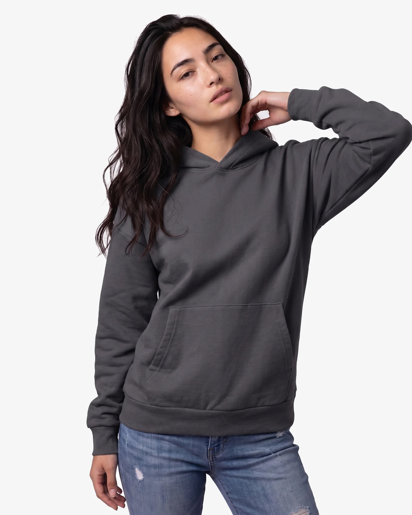 JST17 - Sweat à capuche oversize en coton bio Oil Grey