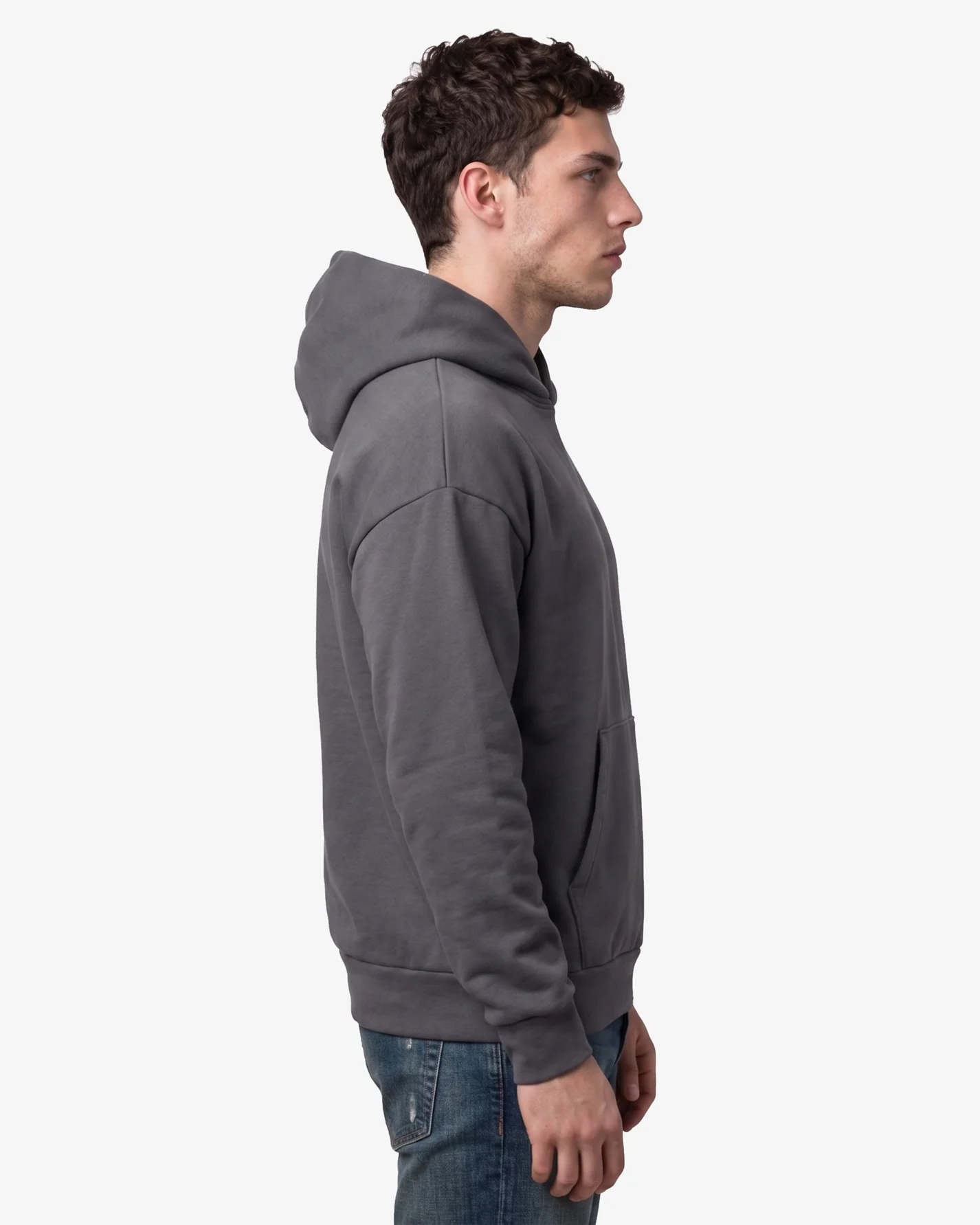 JST17 - Sweat à capuche oversize en coton bio Oil Grey