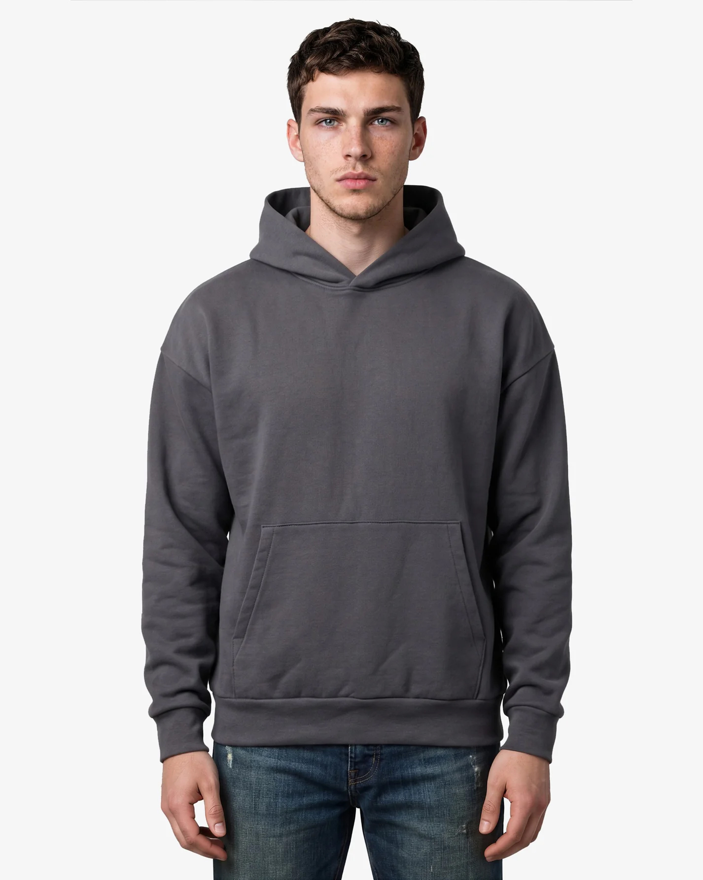 JST17 - Sweat à capuche oversize en coton bio Oil Grey