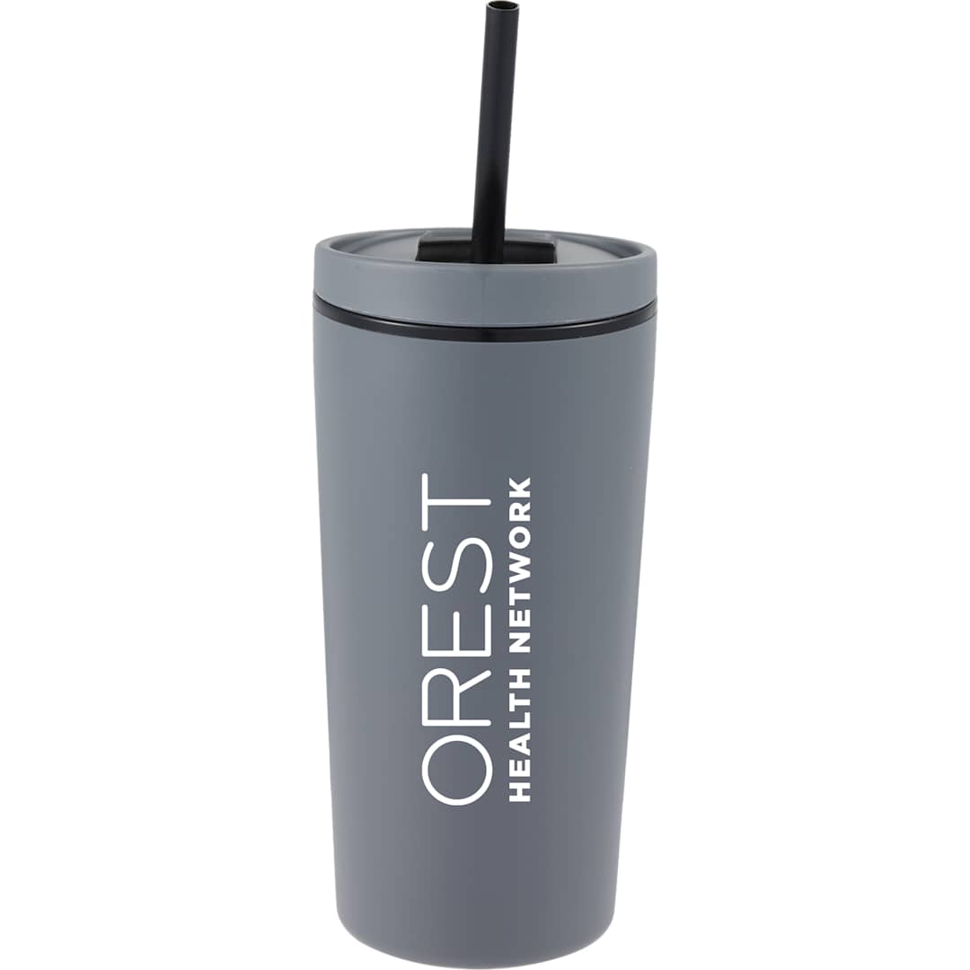 Santino Recycled Tumbler w/ Dual Function Lid 16oz - 1602-48 Gray