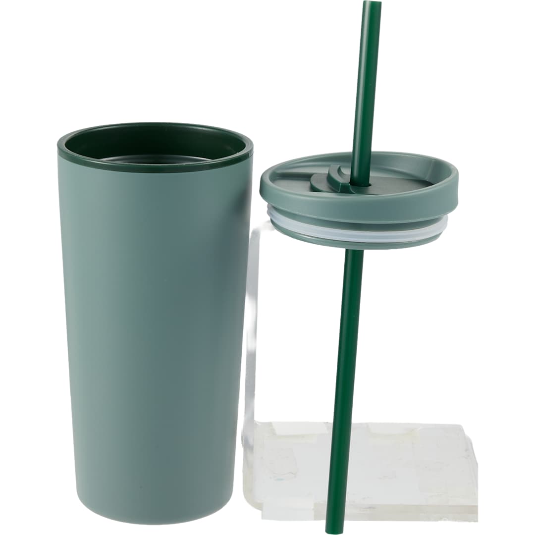 Santino Recycled Tumbler w/ Dual Function Lid 16oz - 1602-48 Green