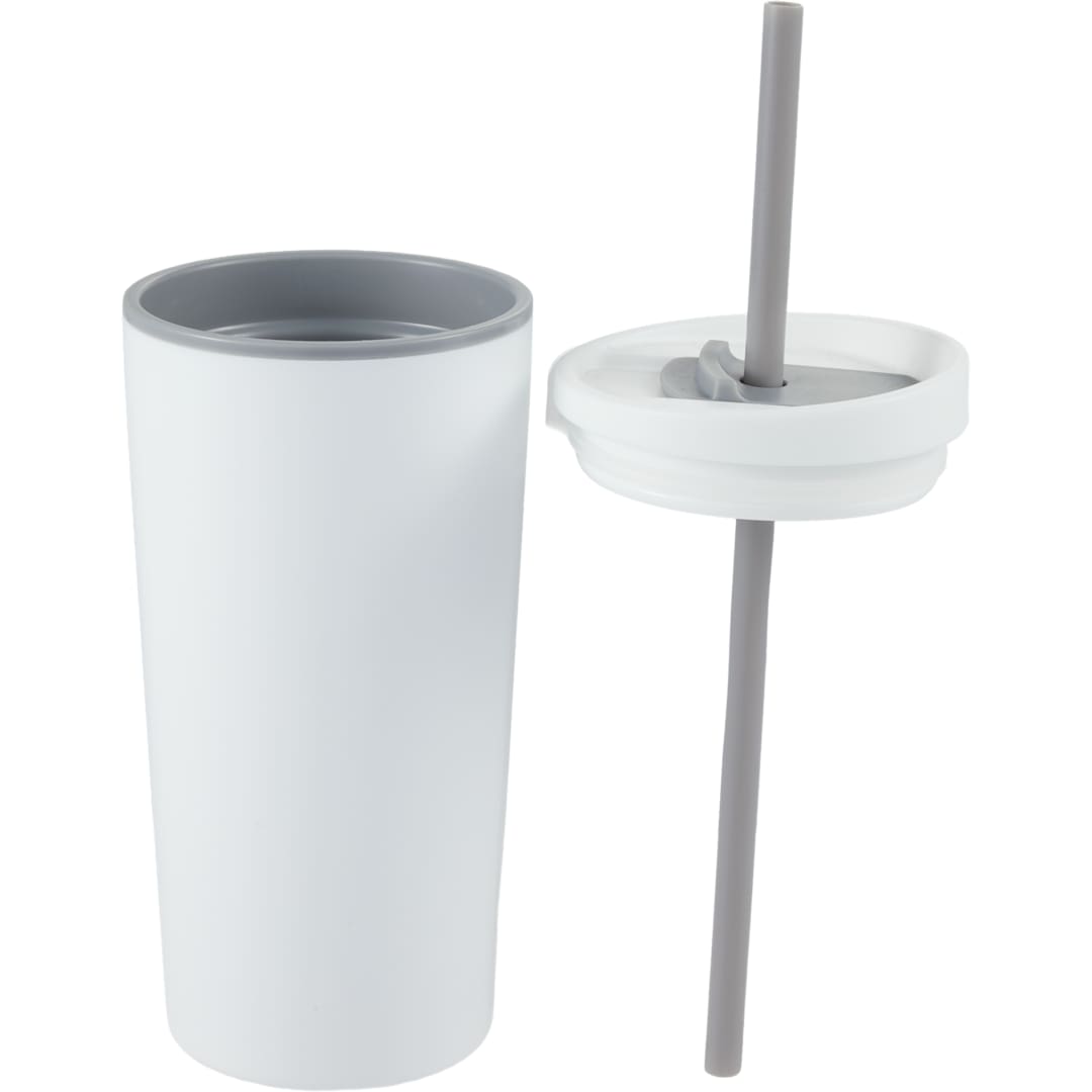 Santino Recycled Tumbler w/ Dual Function Lid 16oz - 1602-48 White