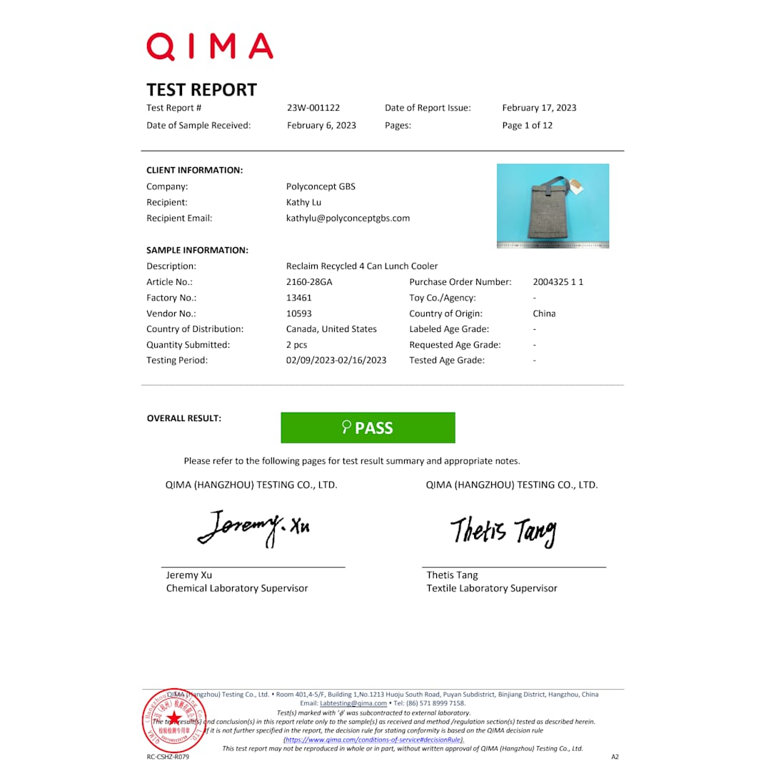 Reclaim Recycled 4 Can Lunch Cooler - 2160-28 Gray