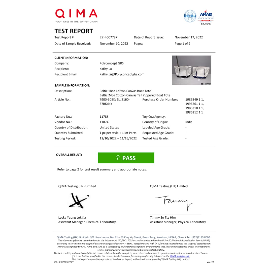 Baltic 24oz Cotton Canvas Tall Zippered Tote - 2160-67 Black