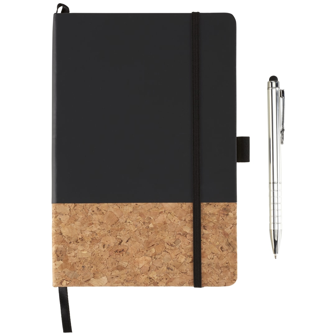 5.5" x 8.5" FSC Lucca Cork Hard Bound JournalBook® - 2800-45 Black
