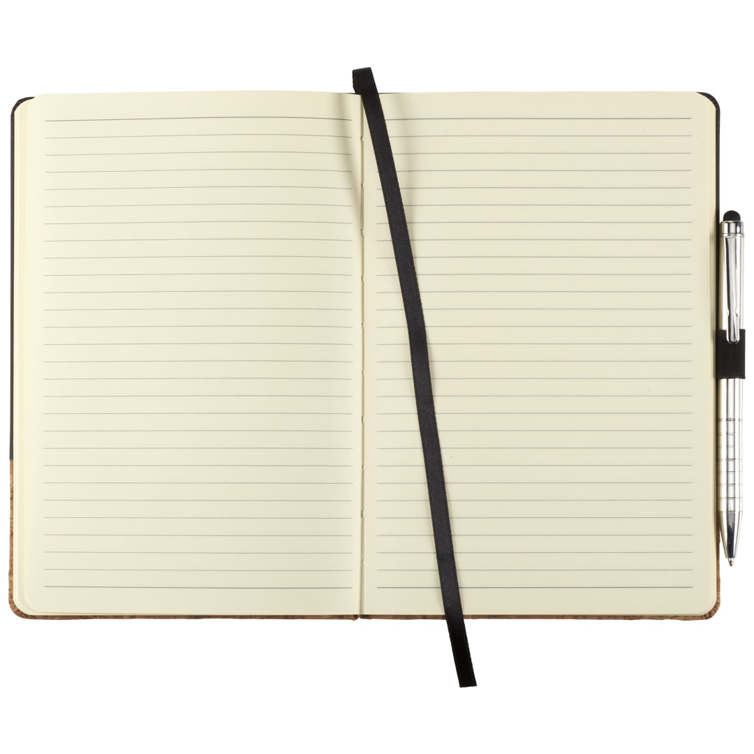 5.5" x 8.5" FSC Lucca Cork Hard Bound JournalBook® - 2800-45 Black