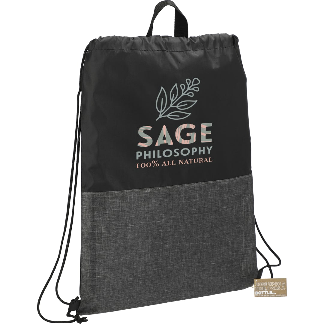 Ash Zippered Recycled Drawstring Bag - 3005-41 Black