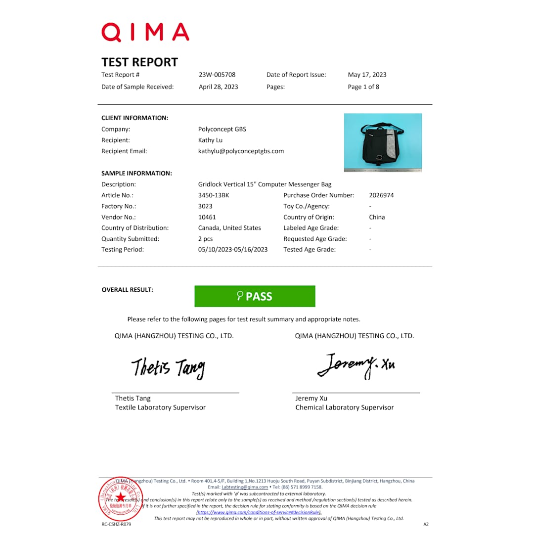 Gridlock Vertical 15" Computer Messenger Bag - 3450-13 Black