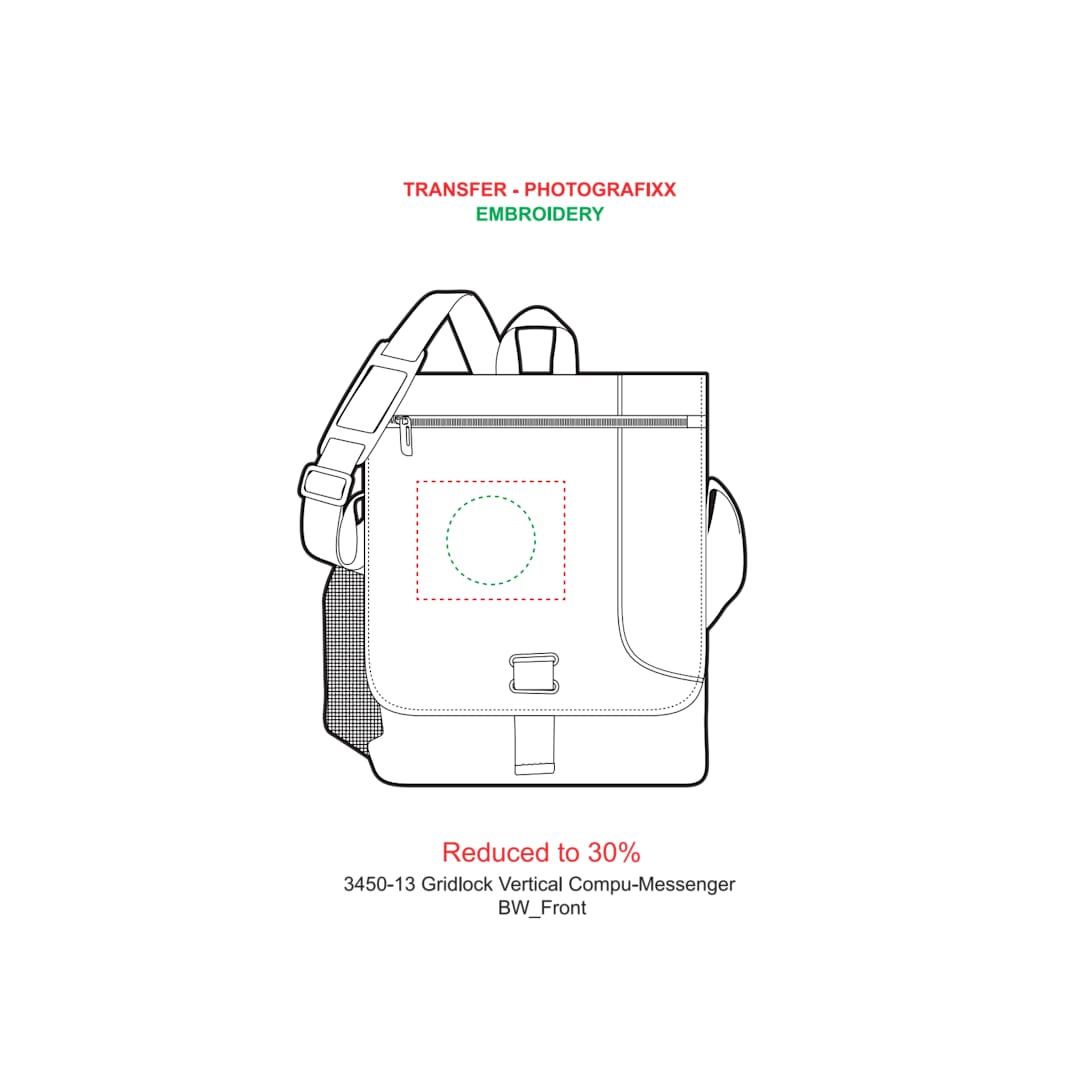 Gridlock Vertical 15" Computer Messenger Bag - 3450-13 Black