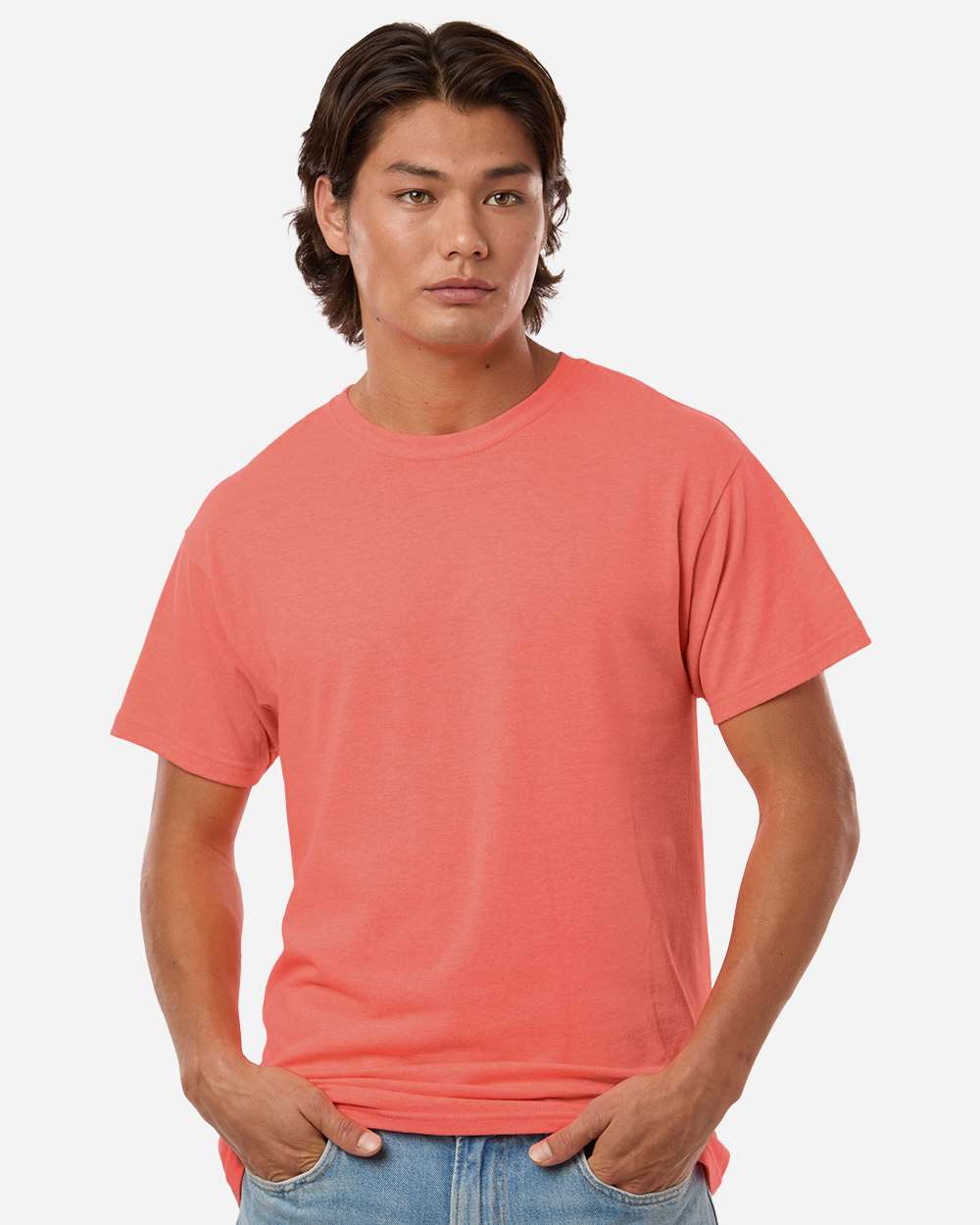 M&O Men's Gold Soft Touch T-Shirt - 4800 - 4800M Heather Coral