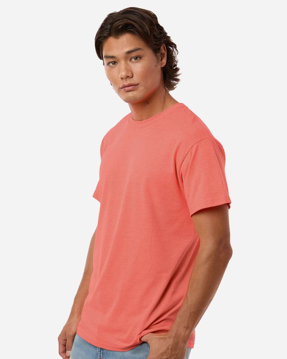 M&O Men's Gold Soft Touch T-Shirt - 4800 - 4800M Heather Coral
