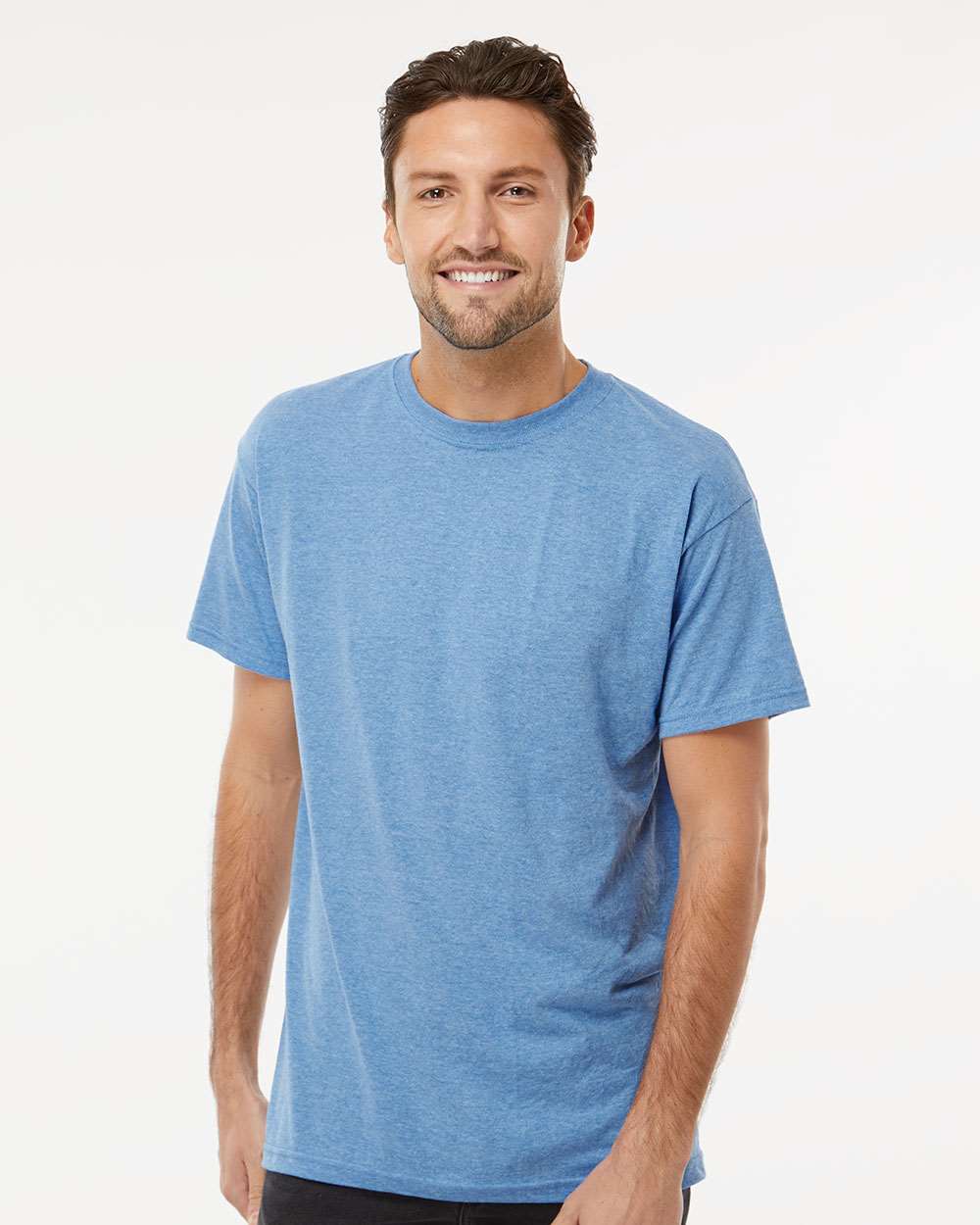M&O Men's Gold Soft Touch T-Shirt - 4800 - 4800M Light Blue Heather
