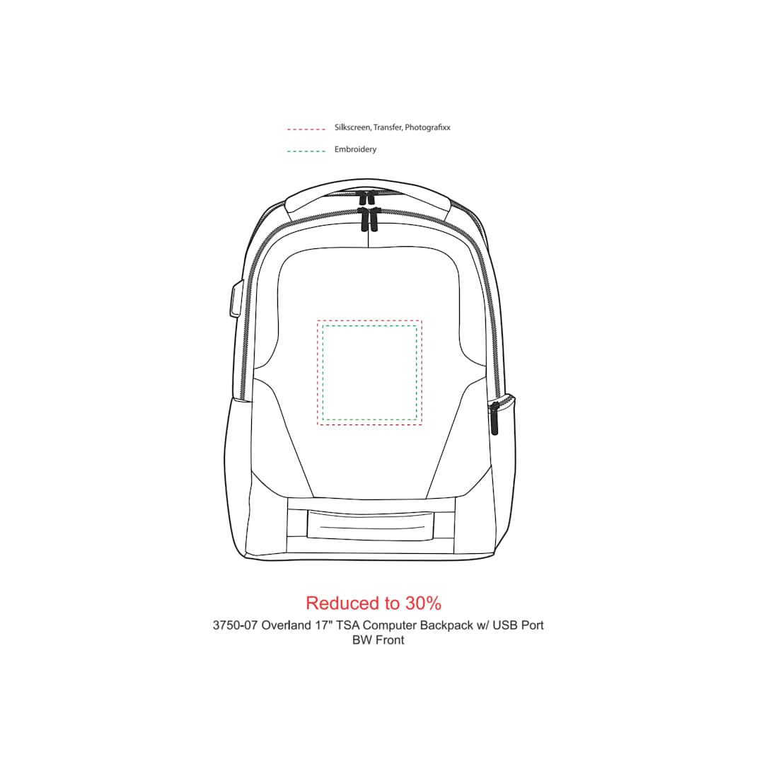 Overland 17&quot; TSA Computer Backpack w/ USB Port - 3750-07 Gray