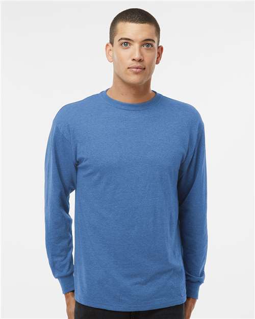 M&O Unisex Gold Soft Touch Long Sleeve T-Shirt - 4820 - 4820M Heather Royal